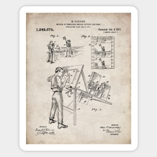 Animation Patent - Cartoonist Home Theater Art - Antique Sticker